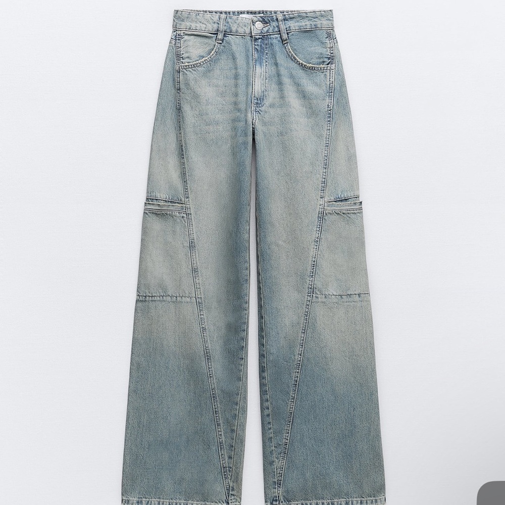 NEW Zara midrise TRF cargo jeans